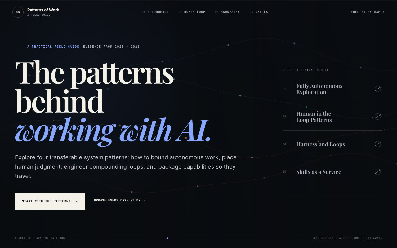 GPT 5.6 home screen: The patterns behind working with AI, with a list of the four patterns on the right
